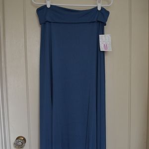 Ocean Blue Solid Lularoe Maxi Skirt M NWT